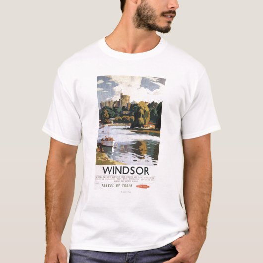 British Railways Windsor Castle Thames Poster T-shirt (Voorkant)