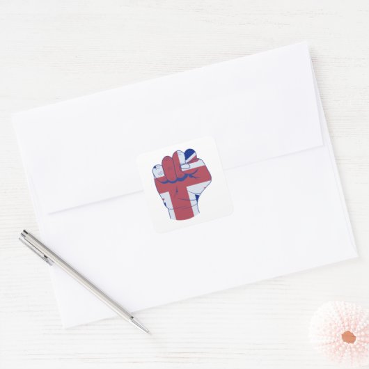 British Raised Fist Vierkante Sticker (Envelop)