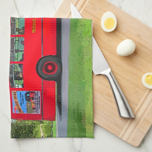 BRITISH RED BUS THEEDOEK (Quarter Fold)