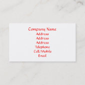 BRITISH RED BUS VISITEKAARTJE (Achterkant)