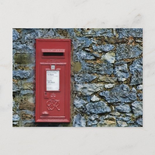 British Red Post Box Stone Wall Afbeelding Briefka Briefkaart (Voorkant)