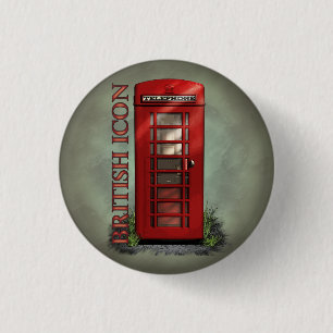 British Red Telephone Box Buttonnen Ronde Button 3,2 Cm