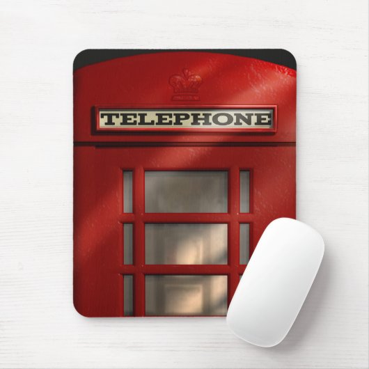 British Red Telephone Box Mousepad Muismat (Met muis)