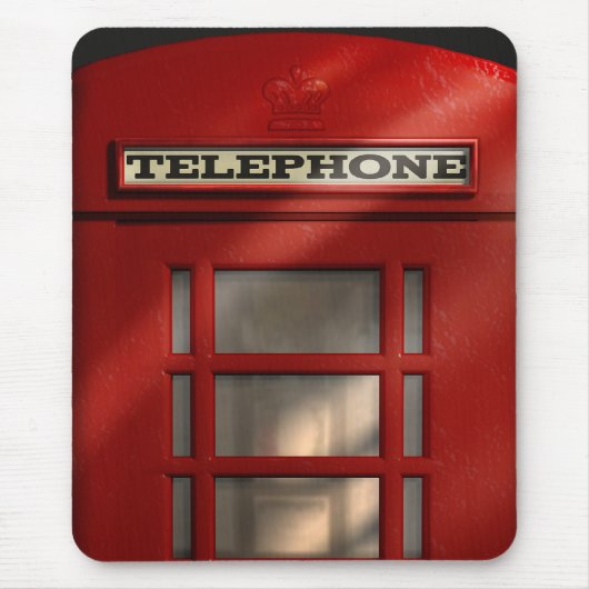 British Red Telephone Box Mousepad Muismat (Voorkant)