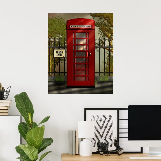 British Red Telephone Box Print (Thuiskantoor)