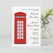 British Red Telephone Box Wedding Rehearsal Dinner Kaart (Staand voorkant)