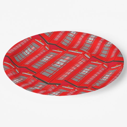 British Red Theme Londen Telefoonhokje Papieren Bo Papieren Bordje (Gekanteld)