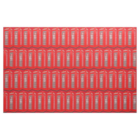 British Red Theme London Phone Booth Fabric Stof (Fat Quarter)