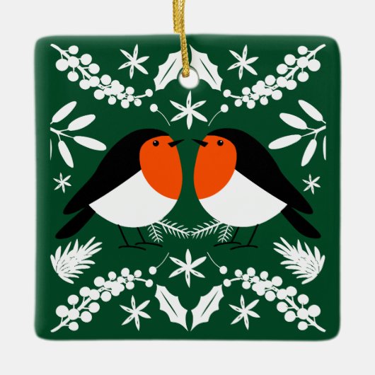 British Robin Redbreast Keramisch Ornament (Voorkant)