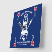 British Royal Coronation King Charles III Vierkante Klok (Hoek)