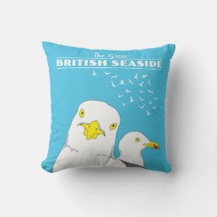 British Seaside Travel Souvenir Seagull Birds Kussen
