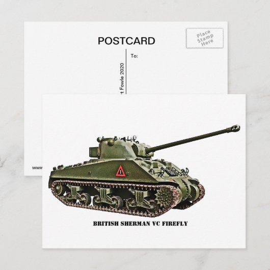 British Sherman VC Firefly Tank Briefkaart (Voorkant / Achterkant)