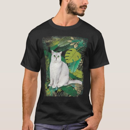 British Short Hair Shorthair Cat Tropical Hawaii V T-shirt (Voorkant)