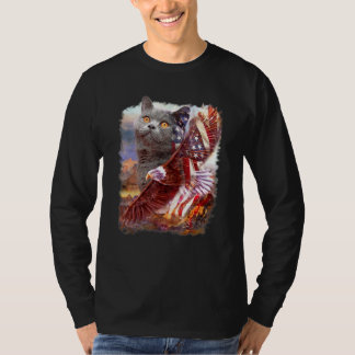 British Shorthair Adelaar Amerikaanse Vlag 4 juli  T-shirt