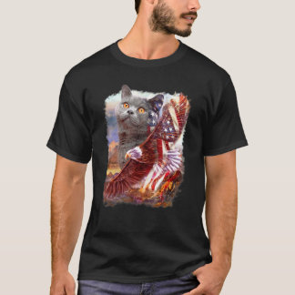 British Shorthair Adelaar Amerikaanse Vlag 4 juli  T-shirt