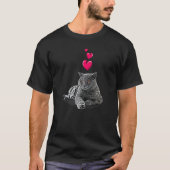 British Shorthair Cat and Hearts Cute Cat Motif T-shirt (Voorkant)