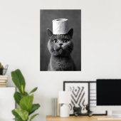 British Shorthair Cat Bathroom Art, Toilet Paper Poster (Thuiskantoor)