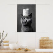 British Shorthair Cat Bathroom Art, Toilet Paper Poster (Keuken)