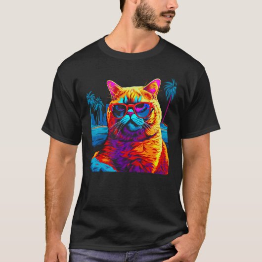 British Shorthair Cat Beach Fashion T-shirt (Voorkant)