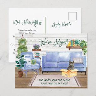 British Shorthair Cat Cozy New Home Adres  Aankondigingskaart