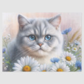 British Shorthair Cat Floral Art Tissuepapier (Voorkant)