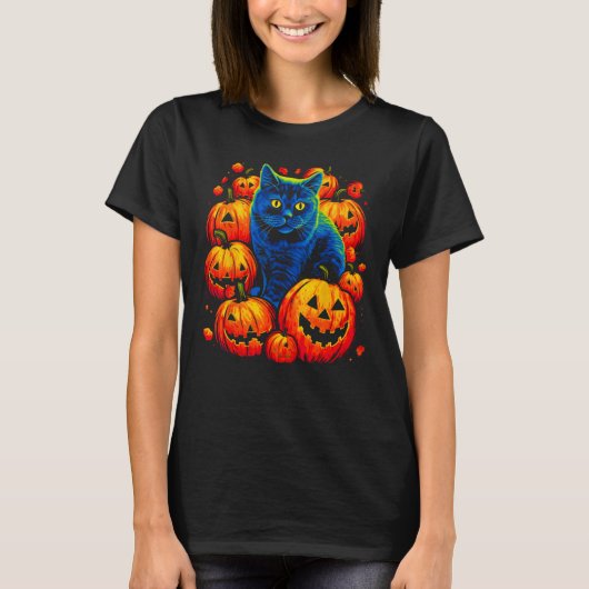 British Shorthair Cat Halloween T-shirt (Voorkant)