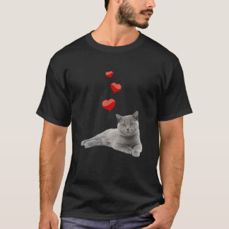 British Shorthair Cat Heart Cute British Domestic T-shirt