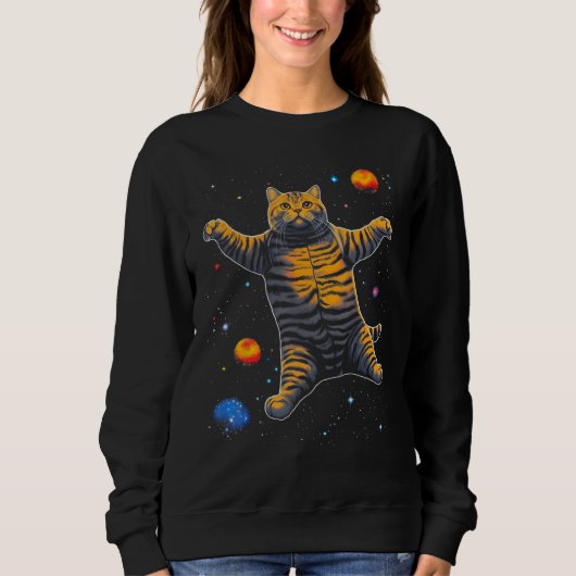 British Shorthair Cat in Space Trui (Voorkant)