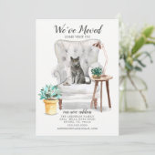 British Shorthair Cat Moving Announement Aankondiging (Staand voorkant)