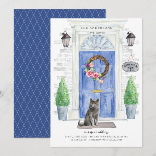 British Shorthair Cat Moving Announement Kaart (Voorkant / Achterkant)