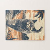 British-Shorthair-Cat op een tropisch strand Legpuzzel (Horizontaal)