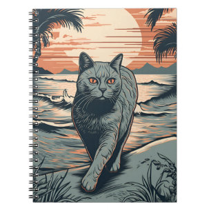 British Shorthair cat op een tropisch strand Notitieboek