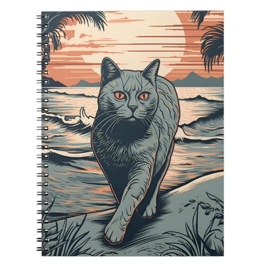 British Shorthair cat op een tropisch strand Notitieboek (Voorkant)