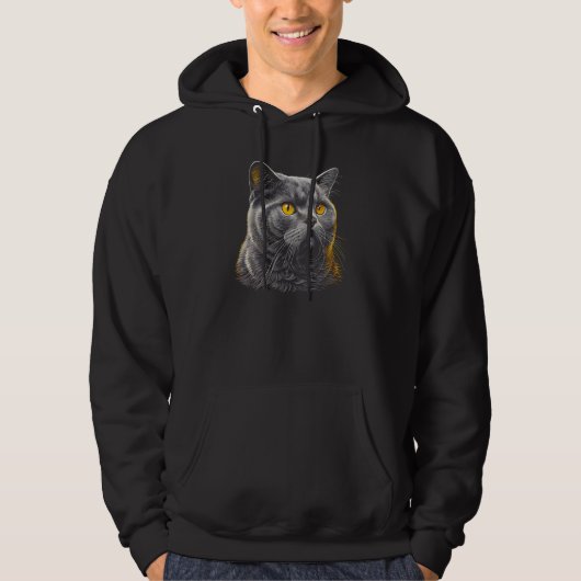 British Shorthair Cat Owner Owners Cats Blue Graph Hoodie (Voorkant)