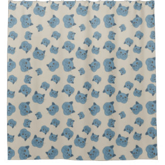 British Shorthair Cat Pattern Douchegordijn