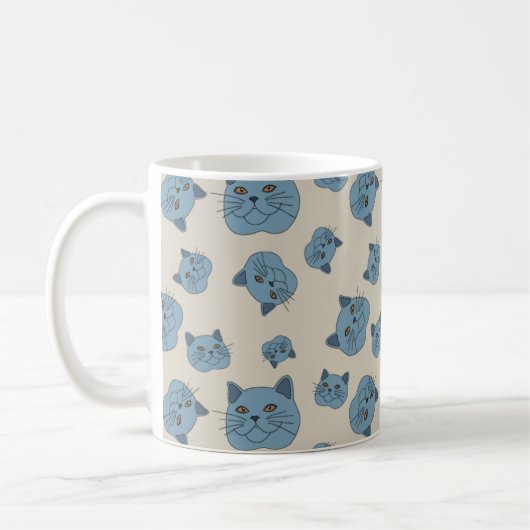 British Shorthair Cat Pattern Koffiemok (Links)
