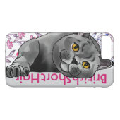 British Shorthair Cat + Pet Name Case-Mate iPhone Case (Achterkant (Horizontaal))