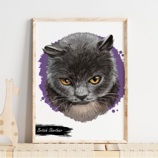 British Shorthair Cat Print | Kat-wanddruk