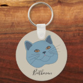 British Shorthair Cat Sleutelhanger (Voorkant)