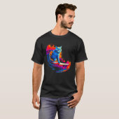 British Shorthair Cat Surfing T-shirt (Voorkant volledig)