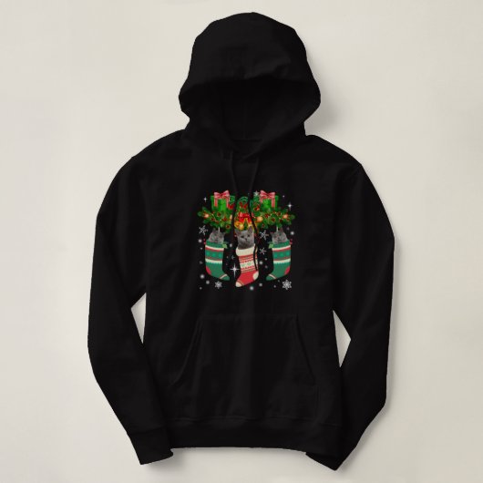 British Shorthair Cats in de kerstsokkever Hoodie (Design voorkant)
