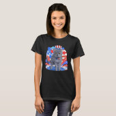 British Shorthair Merica 4th of July American Flag T-shirt (Voorkant volledig)