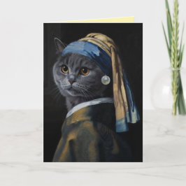 British Shorthair met een Parel Oorbel Kaart