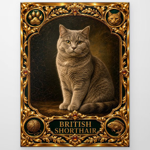 British Shorthair, met juwelen versierde erfstuk k Briefkaart