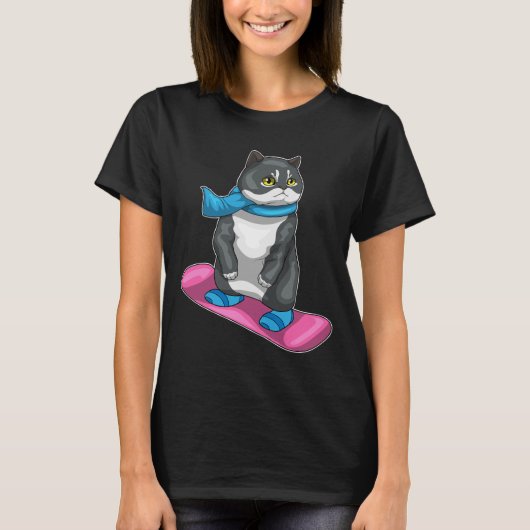 British Shorthair Snowboard Wintersport T-shirt (Voorkant)
