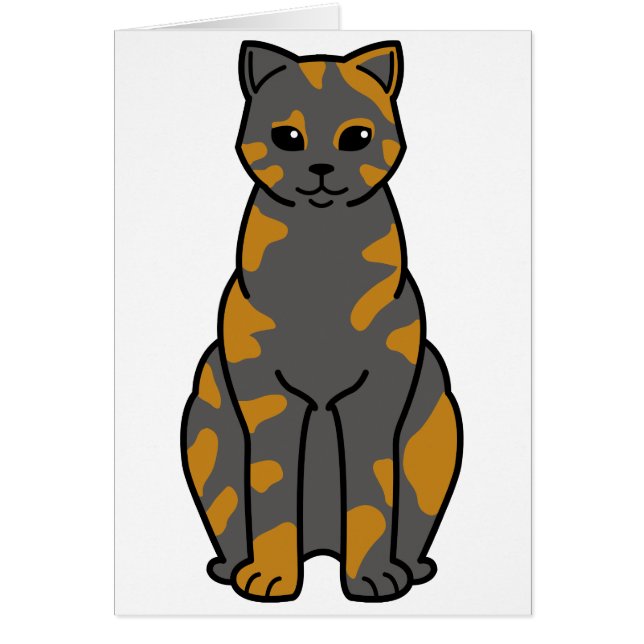 British Shorthair Tortie Cat Cartoon (Voorkant)