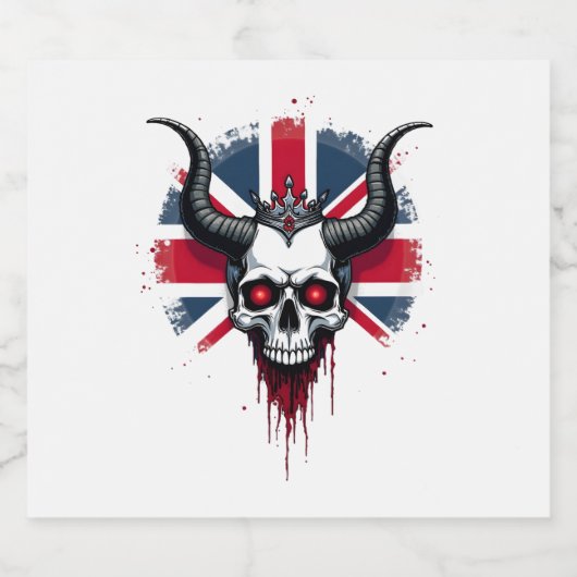 British Skull England UK Flag Premium T-Shirt (1) Sparkling Wijnetiket (Enkel label)