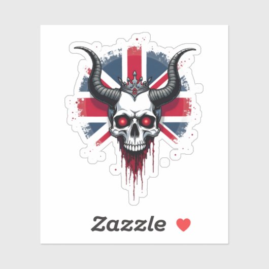 British Skull England UK Flag Premium T-Shirt (1) Sticker (Vel)