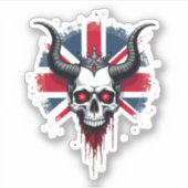British Skull England UK Flag Premium T-Shirt (1) Sticker (Voorkant)