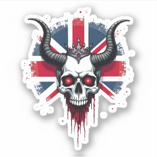 British Skull England UK Flag Premium T-Shirt (1) Sticker (Voorkant)